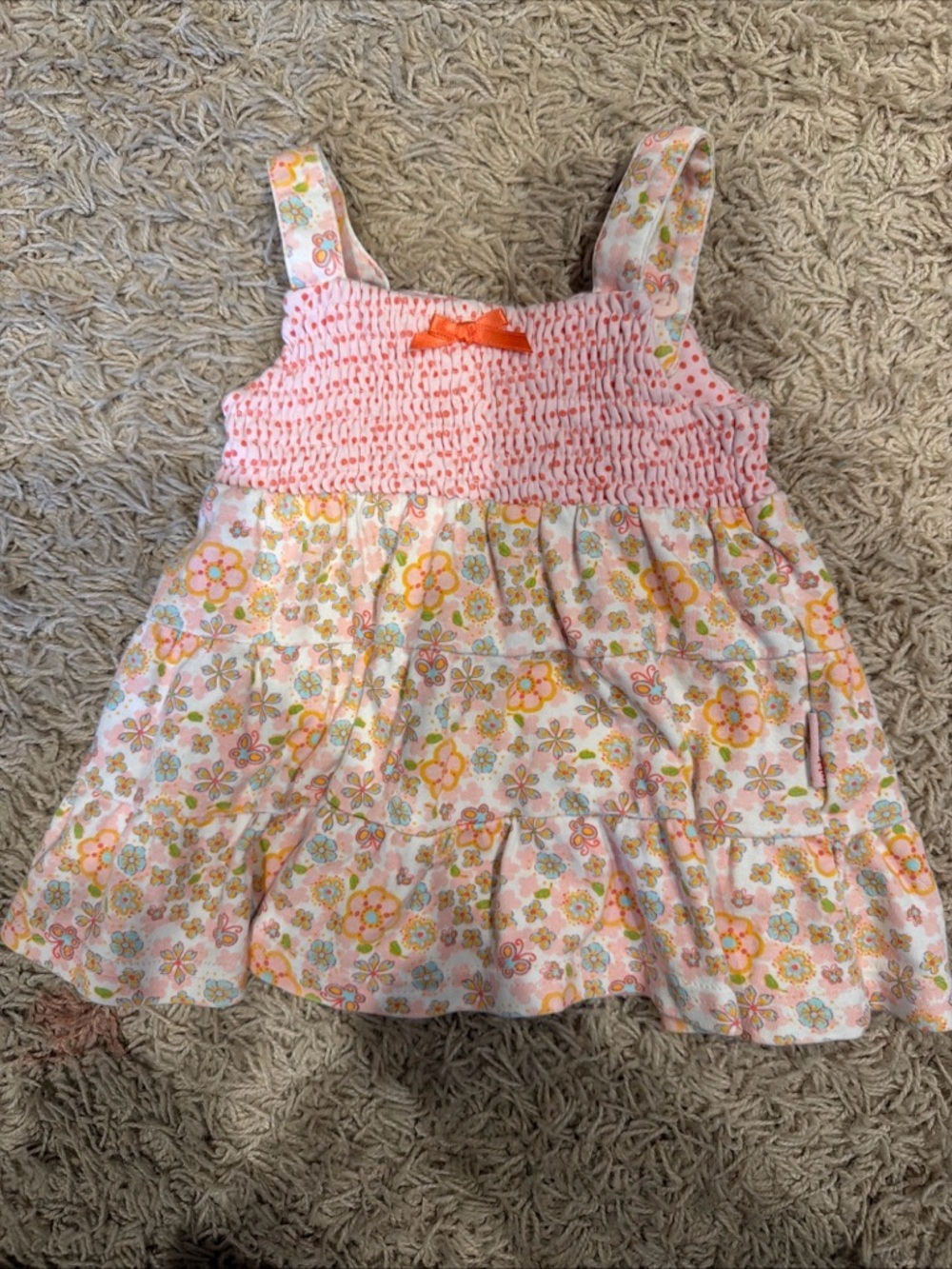 Girls Pink Floral Smocked Sundress